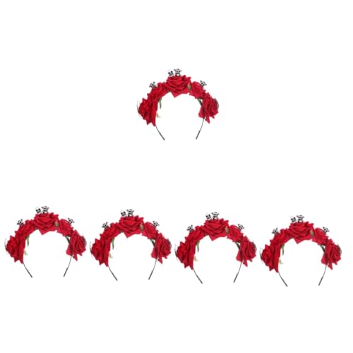 Beaupretty 5St Stirnband halloween haloween kostüme kopfhoerer tragegurte headscarf Cosplay-Kopfschmuck Cosplay-Stirnbänder Kopfschmuck für Cosplay -Blumen-Kopfschmuck Stoff rot von Beaupretty
