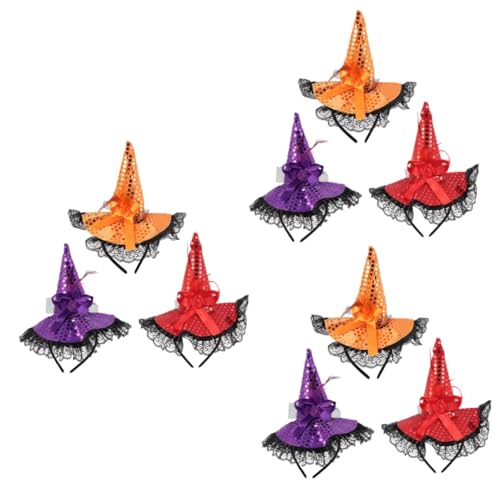 Beaupretty 9 Stk Hexenhut Stirnband halloween haarspangen haarspange halloween Witch hat headband XXL-Hut Halloween-Stirnbänder Halloween-Haarreifen Halloween-Kostüm-Haarreifen Tuch von Beaupretty