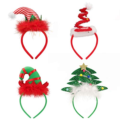 Beaupretty Elfenhut Stirnband 4 Stück Weihnachtsbaum Stirnband Weihnachtsmütze Stirnband Weihnachtskostüm Stirnbänder Kopfbedeckung für Erwachsene von Beaupretty