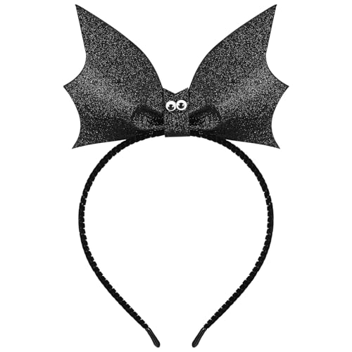 Beaupretty Fledermaus Haarreif Fledermaus Stirnband Haarbügel Glitzer Fledermaus Flügel Stirnband Fledermaus Haarbügel Schwarze Ohren Stirnband für Halloween Cosplay Mädchen Erwachsene (Schwarz) von Beaupretty