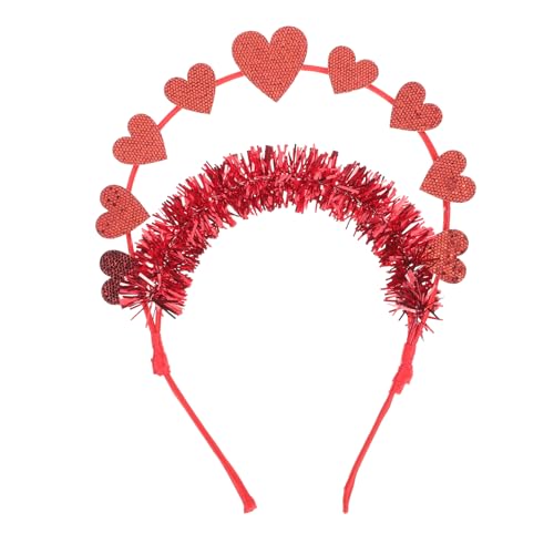 Beaupretty Herz Stirnband Glitzer Herz Rot Lametta Haarband Haarreif Haarbügel Haarschmuck Foto Requisiten für Valentinstag Hochzeit Dekoration, 24,00 x 11,00 x 1,30 cm von Beaupretty