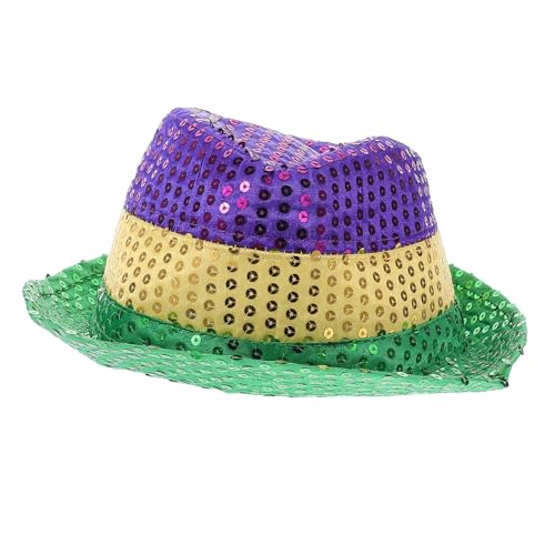 Beaupretty Karnevals Hüte Glitzernde Kopfbedeckungen Cosplay-hüte Für Damen Karnevalszubehör Fedora-kostümzubehör Karneval-fedora-zubehör Partyhüte Für Herren Karneval Hut Green Pailletten von Beaupretty