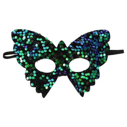 Beaupretty Schmetterling-Maskerade-Maske Pailletten-Halbgesichtsmaske Partymaske Funkelndes Kostümzubehör Für Cosplay-Partys Karneval Grün von Beaupretty