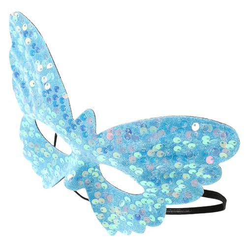 Beaupretty Schmetterling-Maskerademaske Pailletten-Halbgesichtsmaske Partymaske Funkelndes Kostümzubehör Für Cosplay-Partys Karneval Himmelblau von Beaupretty