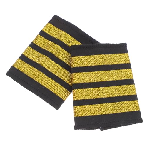 Beaupretty Streifen Flugkapitän Schulterklappen Gold Epauletten Pilot Kostüm Zubehör Rollenspiel Party Bühnenauftritt Beaupretty Streifen Flugkapitän Schulterklappen Gold Epauletten Pilot Kostüm Zubehör Rollenspiel Party Bühnenauftritt von Beaupretty