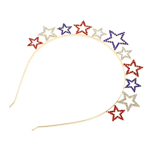 Beaupretty Unabhängigkeitstag Stirnband Sport Stirnband kreuz und quer Flagge Stirnbänder fünfzackige Sterndekoration Unabhängigkeitstag Haarreif Haarband-Requisite Stern-Stirnband Legierung von Beaupretty