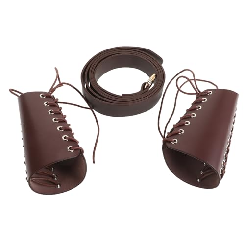 Beaupretty Vintage Ledergürtel Verstellbar mit Armschienen Langer Taillengürtel und Braune Mittelalter Armschützer für Renaissance Cosplay Mittelalter und Steampunk Kostüme Beaupretty Vintage Ledergürtel Verstellbar mit Armschienen Langer Taillengürtel und Braune Mittelalter Armschützer für Renaissance Cosplay Mittelalter und Steampunk Kostüme von Beaupretty
