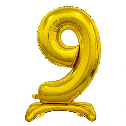 GoDan Beauty&Charm Luftballons Zahlen 0-9 zum Aufstellen auf dem Tisch 38 cm Folienballon Geburtstagsluftballons Zimmer und Raumdekoration beim Geburtstag Jubiläum (Zahl 9 Gold) von Beauty&Charm