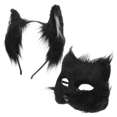 Beavorty 1 Satz Fuchs-masken-set Maskerade-party-maske Cosplay-party-maske Halloween-tiermaske Partyzubehör Fuchs-cosplay-maske Einzigartige Halloween-party-maske Fuchsmaske Black Plüsch von Beavorty