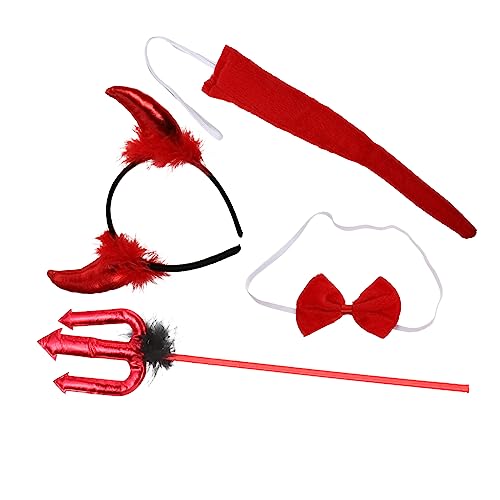 Beavorty 1 Set Teufelshorn Stirnband Teufel Dämon Zubehör Maske Party Halloween Kostüm Teufelskostüm Teufelsschwanz Hörner Und Mistgabel Bekleidung Halloween von Beavorty