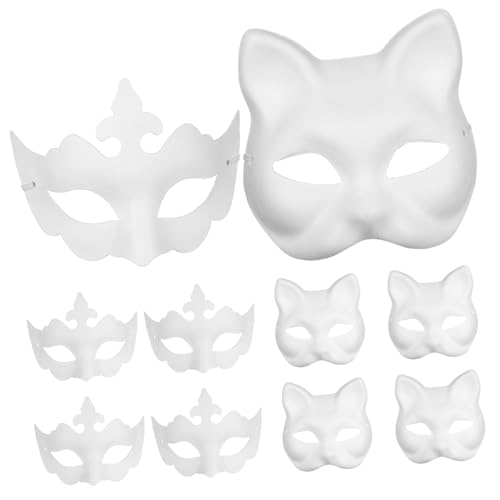 Beavorty 10 Stk Zellstoff-Maske Fuchsmaske Tiermasken weiße Masken Katzenmaske leere Katze halloween maske halloween-maske handbemalte maske selber machen leere maske kinder von Beavorty