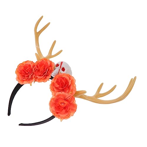 Beavorty 1Stk Halloween-Stirnband halloween haarschmuck halloween kopfschmuck reh geweih karneval Kopfschmuck Hirschgeweih Party-Kopfschmuck Halloween-Haarschmuck Haarreifen Stoff Orange von Beavorty