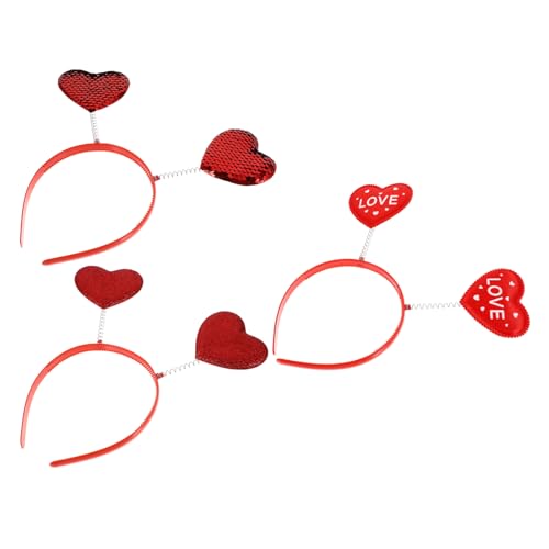 Beavorty 3St Liebe Pailletten Stirnband Kopfhörer Stirnband Haarbänder für Damen bandeau faschingshaarreife faschings haarreif Haarband valentinstag kopf karneval kopf Stoff rot von Beavorty