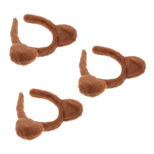 Beavorty 3St Stirnband braune Bärenohren Kostüm Bärenohren Urlaubsparty Haarband Bärenohr Haarband Plüsch-Ohr-Haarreifen ausgefallen verkleiden Haarschmuck für Mädchen Stoff Coffee von Beavorty