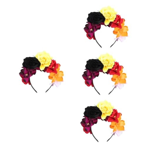 Beavorty 4 Stück rosa Stirnband Blumenkopfschmuck Halloween-Blumen-Haarband Haarband halloween haarschmuck halloween kopfschmuck Halloween-Party-Stirnband neuartiges Stirnband Stoff von Beavorty