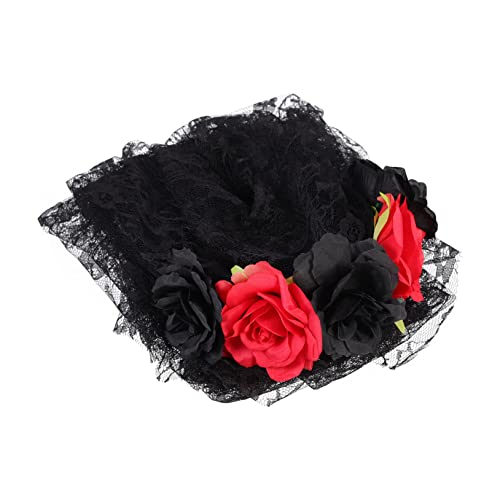 Beavorty 4 Stück rosa Stirnband Hexen-Stirnband blaue Haaraccessoires Hochzeit Gothic-Kleidung halloween haarreifen halloween haarschmuck Rosenparty-Stirnband Schleier-Stirnband Stoff von Beavorty