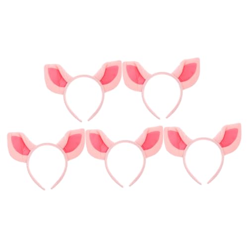 Beavorty 5 Stück Stirnband mit Schweineohren Cosplay-Dekorationen Halloween-Accessoires Ohren von Nutztieren halloween ohren Haarreifen anziehen Partystirnband Kostüm Stirnband Stoff Rosa von Beavorty