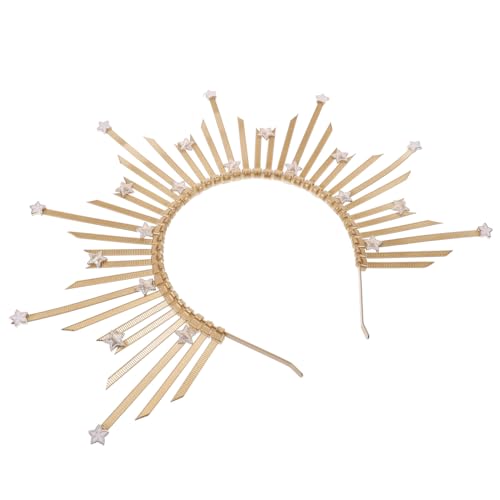 Beavorty Goldenes Göttinnen Stirnband Für Vintage Sonnenstrahlen Haarschmuck Halloween Kopfdekoration Eleganter Haarreif Für Kostümpartys Und Festivals von Beavorty