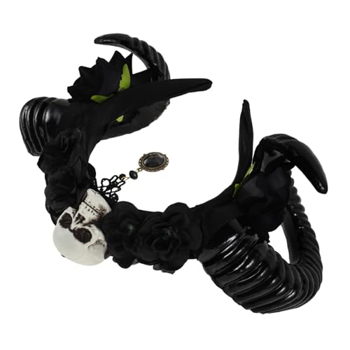 Beavorty Haarschmuck aus Hornschleier Halloween leuchtendes Stirnband Hörner halloween dekoration halloween haarschmuck einzigartige Haardekoration Stirnband aus Teufelshorn Stoff Black von Beavorty