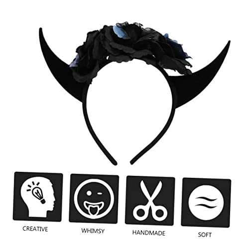 Beavorty Halloween Künstliche Horn Stirnband Horror Teufel Halloween-kostüme Hörner Cosplay Funkelnd Bogen Halloween-hörner Stirnband Aus Teufelshorn Parteien Rostfreier Stahl Black von Beavorty