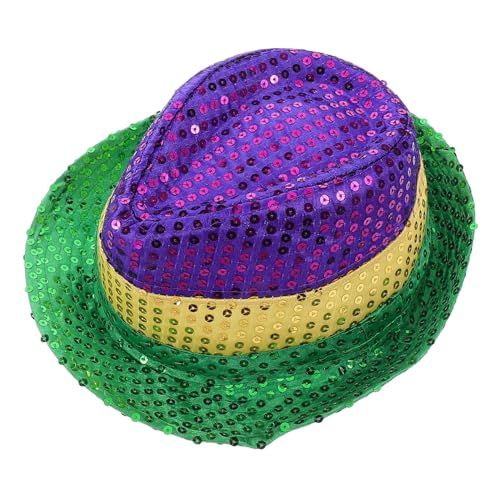 Beavorty Karnevals Hüte Karneval-kostümhüte Glitzer-kostümhüte Glitzernde Kopfbedeckungen Cosplay-glitzerhüte Fedora-partyzubehör Partybevorzugungs-fedorahüte Karnevalshut Pailletten Green von Beavorty