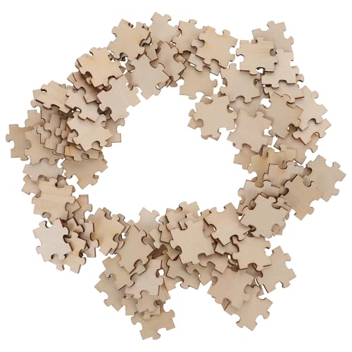 Beavorty Puzzle zum Selber Gestalten Holz 100 Teile Etwa 30mm Holzscheiben Puzzleteile DIY Basteln Bemalen Kinder Pädagogisches Spielzeug von Beavorty