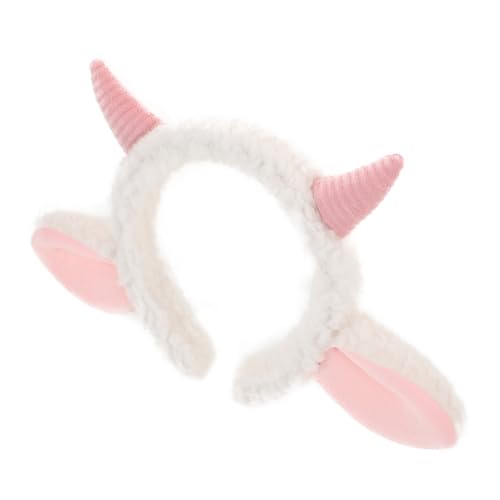 Beavorty Schaf-Stirnband Mit Schafhörnern Und Ohren Niedliche Lampe Cosplay-Haarband Tierschaf Halloween-Kostümzubehör von Beavorty