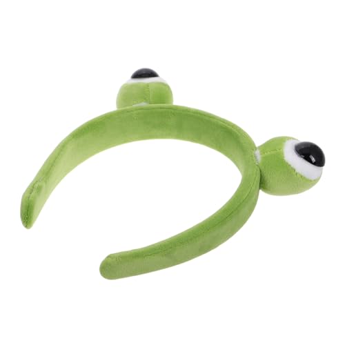 Beavorty Stirnband Frosch Kopfbedeckung Froschkopf Kostüm Frosch Kopfbedeckung Froschkostüm Damen Frosch Accessoires Lustige Haarschmuck Cartoon Haarbänder Froschkopfband Plüsch Grün von Beavorty