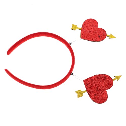 Beavorty Valentinstag Stirnband Valentinstag-stirnband Hochzeits-stirnband Für Damen Herz Kostüm Herz Haarreifen Hochzeits-glitzer-stirnband Glitzer-hochzeits-stirnband Plastik Rot von Beavorty