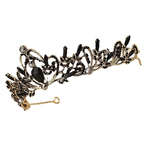 Beavorty Vintage Strasskrone Strass-königin-Kronen Hochzeitskopfschmuck Stirnbänder Frauen-Tiara Kopfbedeckung Geschlecht Braut Hochzeit Tiara Braut-Tiara- Kleid Legierung Black von Beavorty