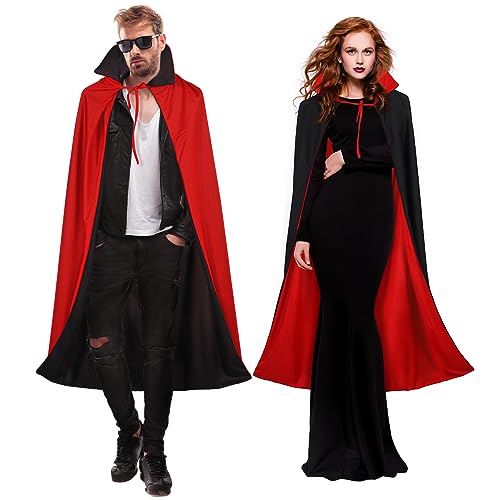 HEALLILY Schwarz Rot Halloween Vampir Kostüm Umhang Umhang für Männer Frauen Cosplay Party Bühne Performance Dekoration von Beavorty