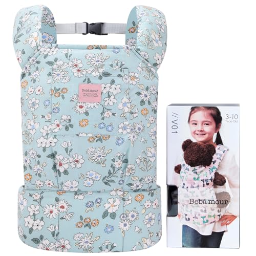 Bebamour Baby Doll Carrier for Kids Baby Doll Accesorries Storage Bag Backpack Stuffed Toys Carrier Doll Baby Carrier, Light Green von Bebamour