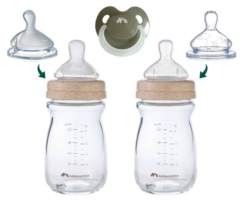 Bebeconfort Physio Air Fläschchen Glas Set, Sand von Bebeconfort