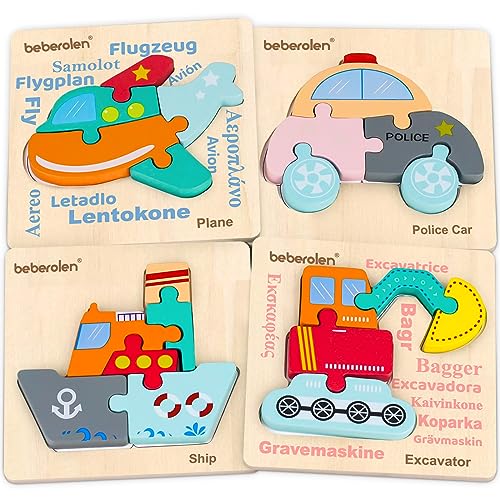 Beberolen Holzpuzzle ab 1 2 3 Jahr, Holzspielzeug Puzzle ab 2 und 3 Jahre, Montessori Spielzeug ab 2 Jahre, Lernspielzeug Geschenk für Kinder von Beberolen