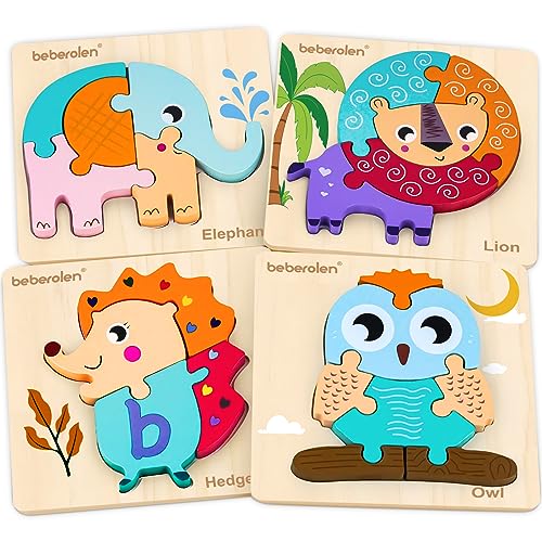 Beberolen Holzpuzzle ab 1 2 3 Jahr, Holzspielzeug Puzzle Kinder, Montessori Steckpuzzle DIY Spielzeug Holz zum Bemalen, Pädagogisches Lernspielzeug Geschenk Mädchen Jungen von Beberolen