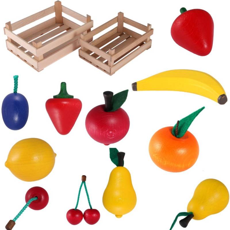 Set Holzobst mit Obststeigen, 29 teilig Beck Holzspielzeug. von Beck Holzspielzeug