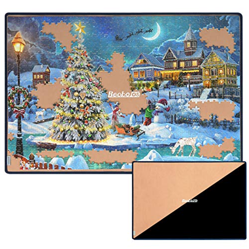 Becko Doppelseitiges Puzzle-Board Khaki & Schwarz Puzzle-Matte Tragbare Puzzle-Matte für Puzzle Aufbewahrung Puzzle Saver Rutschfeste Oberfläche Bis zu 1000 Teile von Becko US