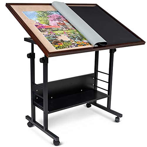 Becko US Jigsaw Puzzle Table Puzzle Board with Cover Puzzle Easel Tilting Table with Height Adjustment for Up to 1500 Pieces, Enclosed with 4 Wheels von Becko US