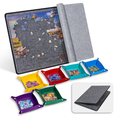 Becko US Jigsaw Puzzle Board with 6 Sorting Trays & Felt Cover, Foldable Puzzle Mat with Auxiliary Lines for Puzzle Storage Saver, Lightweight & Portable, for 1000 750 500 Piece Jigsaws Puzzles von Becko US