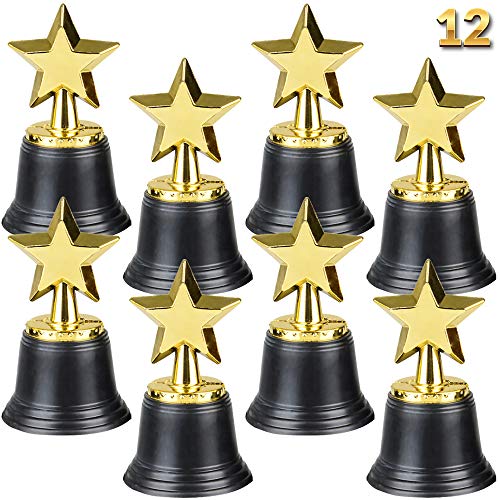 Bedwina Stern Trophäen – Packung mit 12 Stück – 11,4 cm Große Goldene Trophäen als Party Pokale, Requisiten, Belohnungen, Gewinnpreise, Pokal Fußball, Wettbewerbe für Kinder und Erwachsene von Bedwina