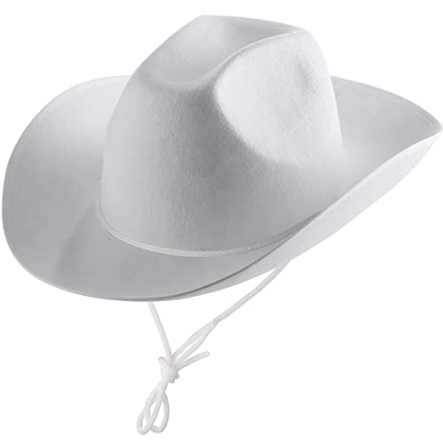 Cowboy Hut Weiß – 2 Stück Filz Cowboyhut Damen & Herren mit Verstellbarem Kordelzug am Hals, Cowgirl Kostüm Damen und Cowboy Kostüm Herren Zubehör, Cowboy Hut Passend für Teenager und Erwachsene von Bedwina