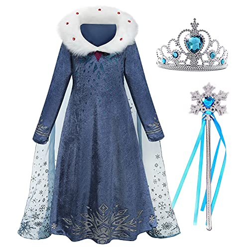 Beejirm Winter Prinzessin Kostüm für Mädchen Schneeprinzessin Dress Up mit Umhang mit Zubehör für Kleinkinder Weihnachten Cosplay Geburtstagsfeier von Beejirm