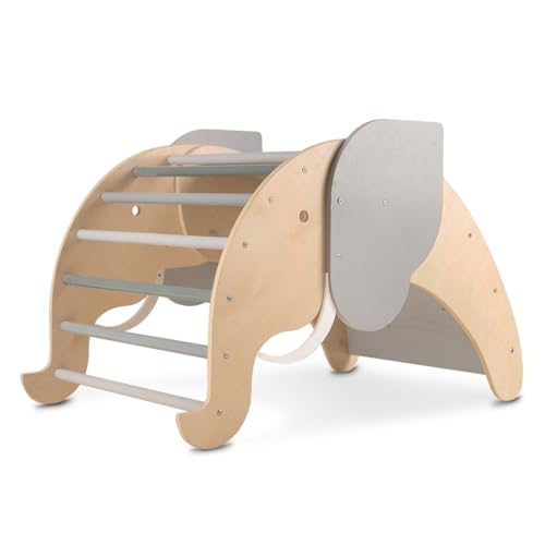 Beeloom Elephant PIKLER Klappbarer Kletterbogen aus Holz für Kinder, Elefanten-Design, ab 24 Monaten von Beeloom