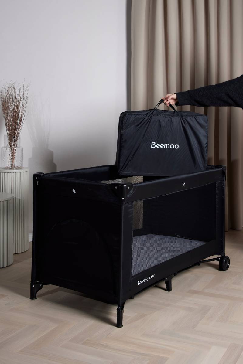 Beemoo CARE Lux Reisebett inkl. Matratze, Black/Grey Melange von Beemoo