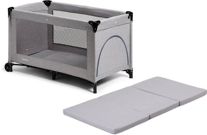 Beemoo CARE Lux Reisebett inkl. Matratze, Grey Melange/Grey Melange von Beemoo