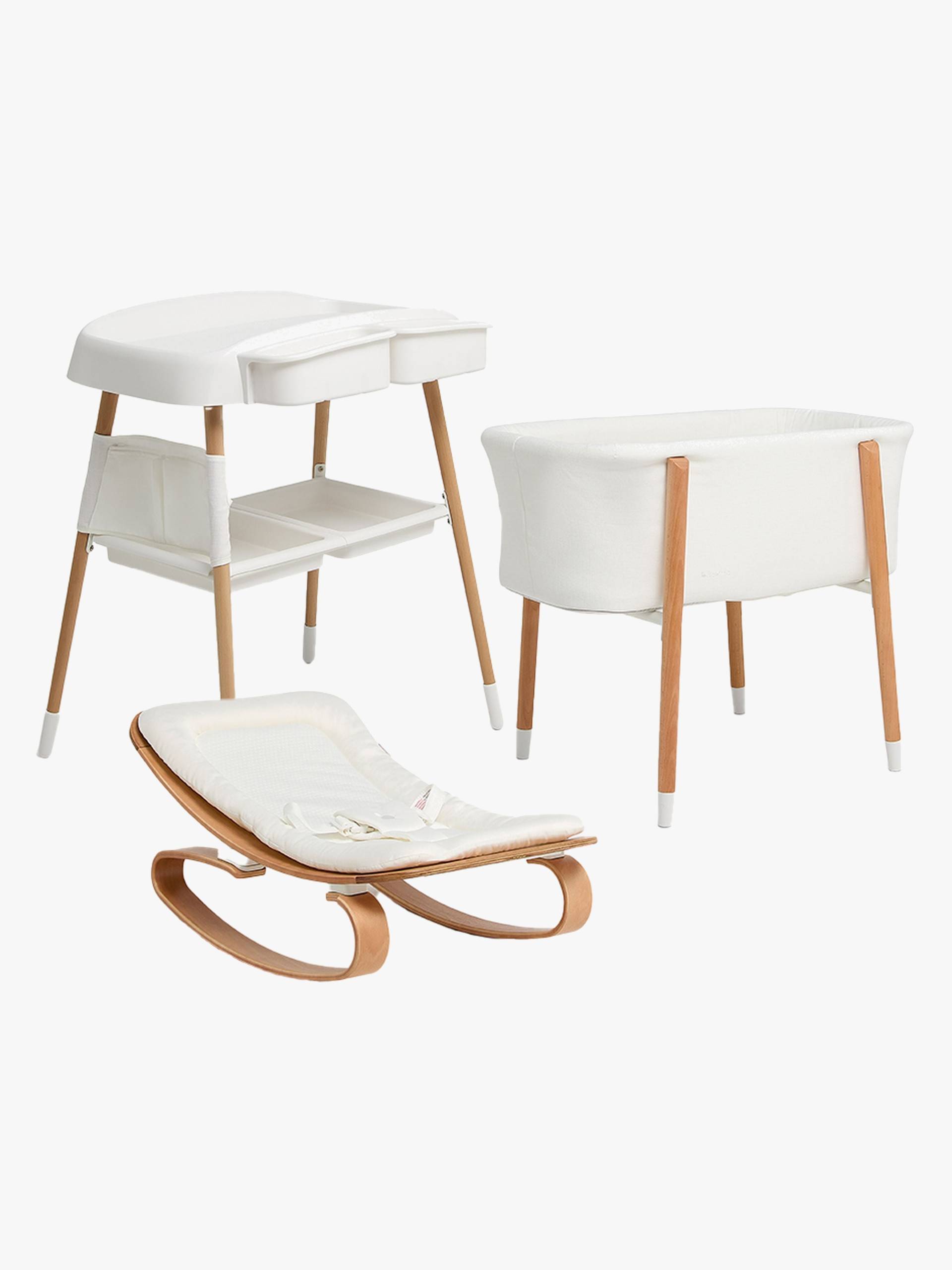 Beemoo Nordic Babybett, Wickeltisch & Babywippe, White/Wood Beemoo Nordic Babybett, Wickeltisch & Babywippe, White/Wood von Beemoo