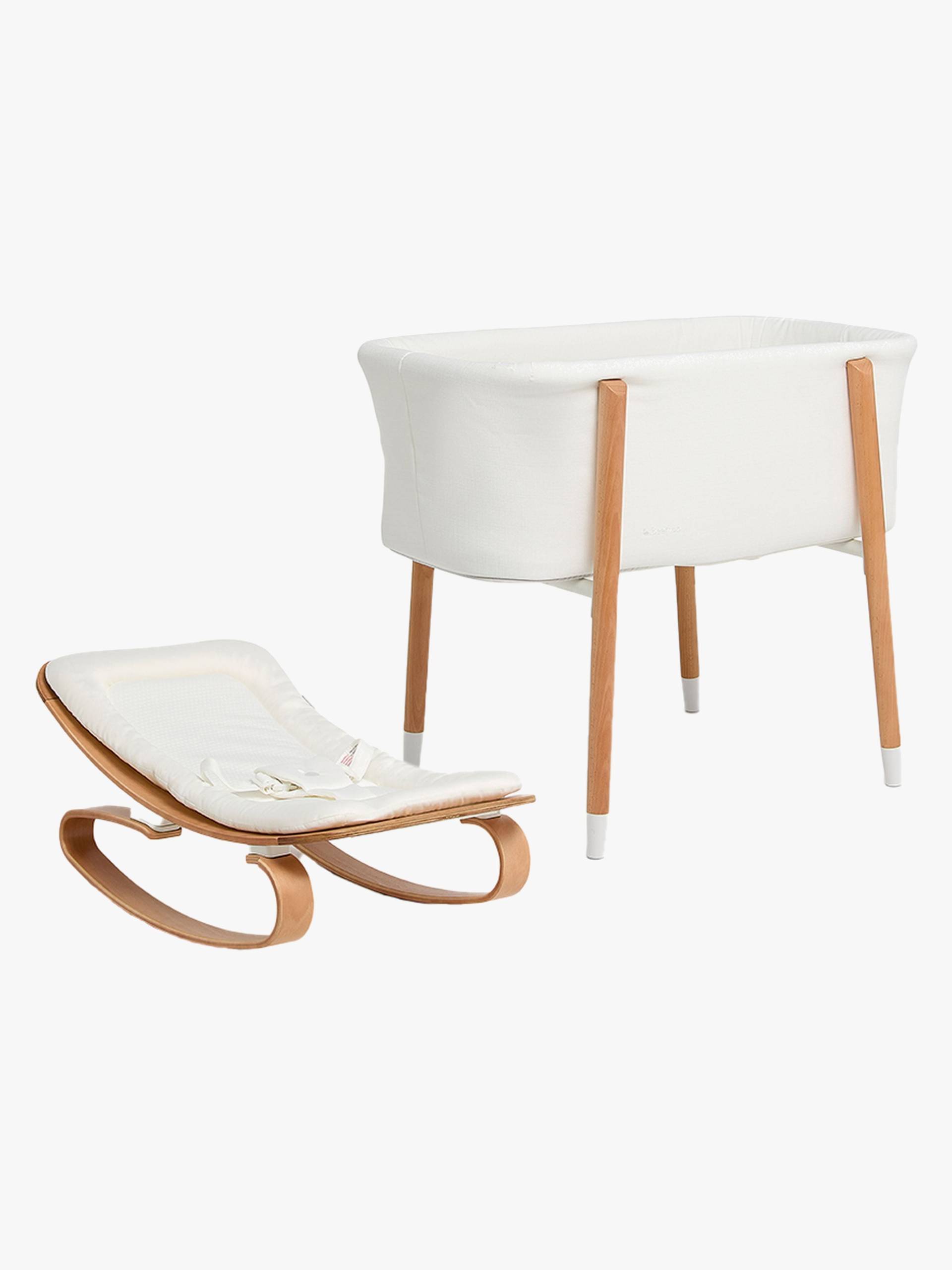 Beemoo Nordic Babybett & Babywippe, White/Wood Beemoo Nordic Babybett & Babywippe, White/Wood von Beemoo