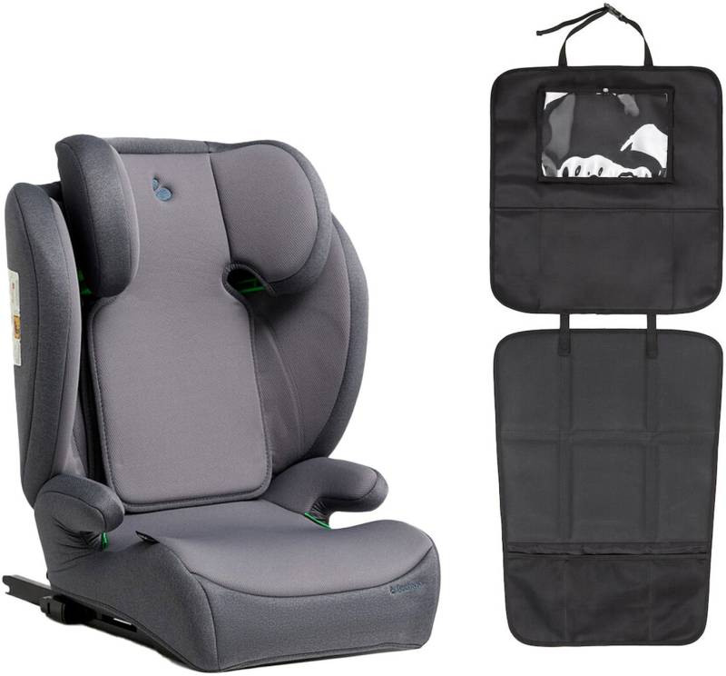 Beemoo Ride i-Size Kindersitz ISOFIX inkl. 3-in-1 Trittschutz, Mineral Grey/Black von Beemoo