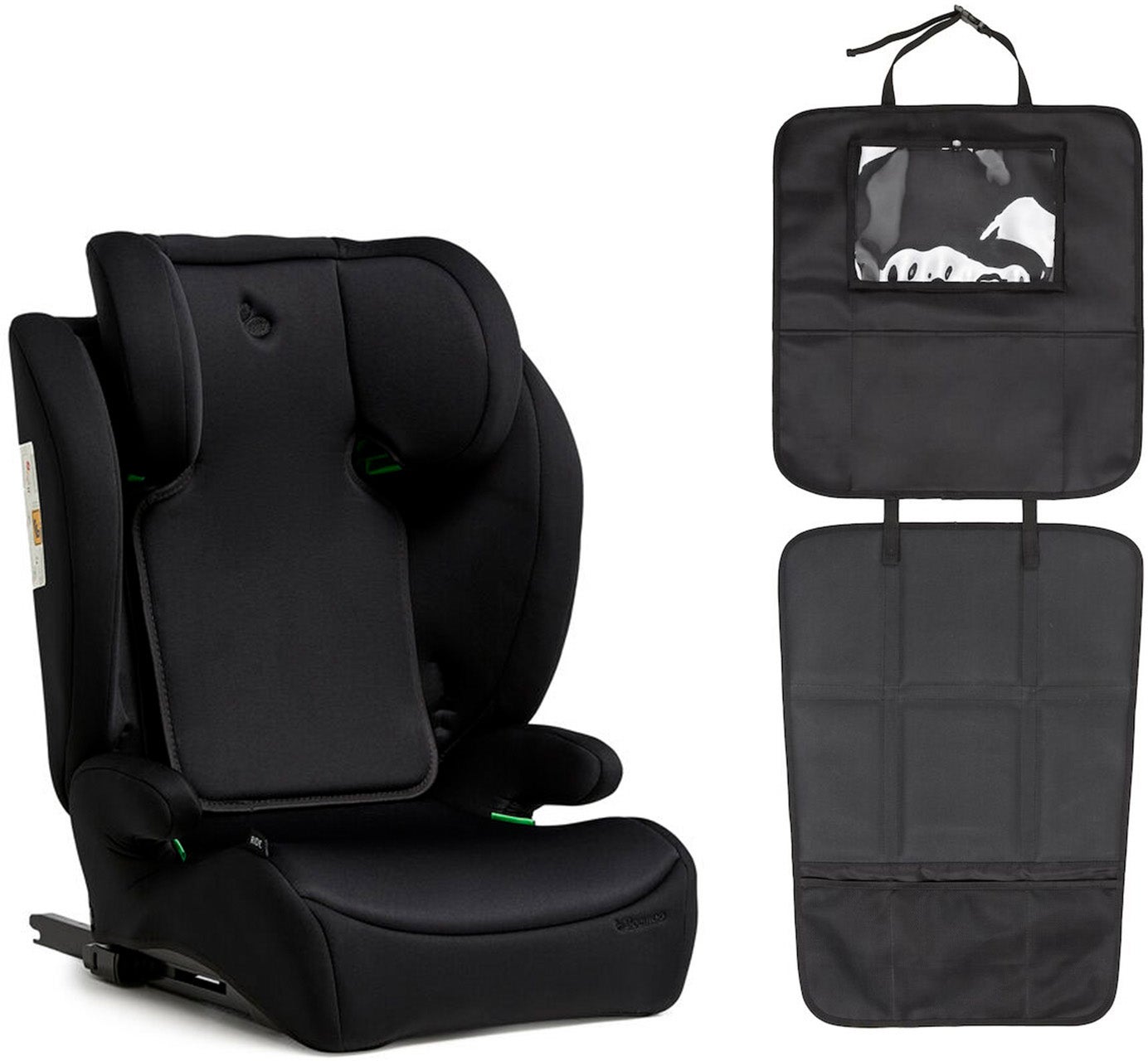 Beemoo Ride i-Size Kindersitz ISOFIX inkl. Beemoo 3-in-1 Trittschutz, Black Stone/Black von Beemoo