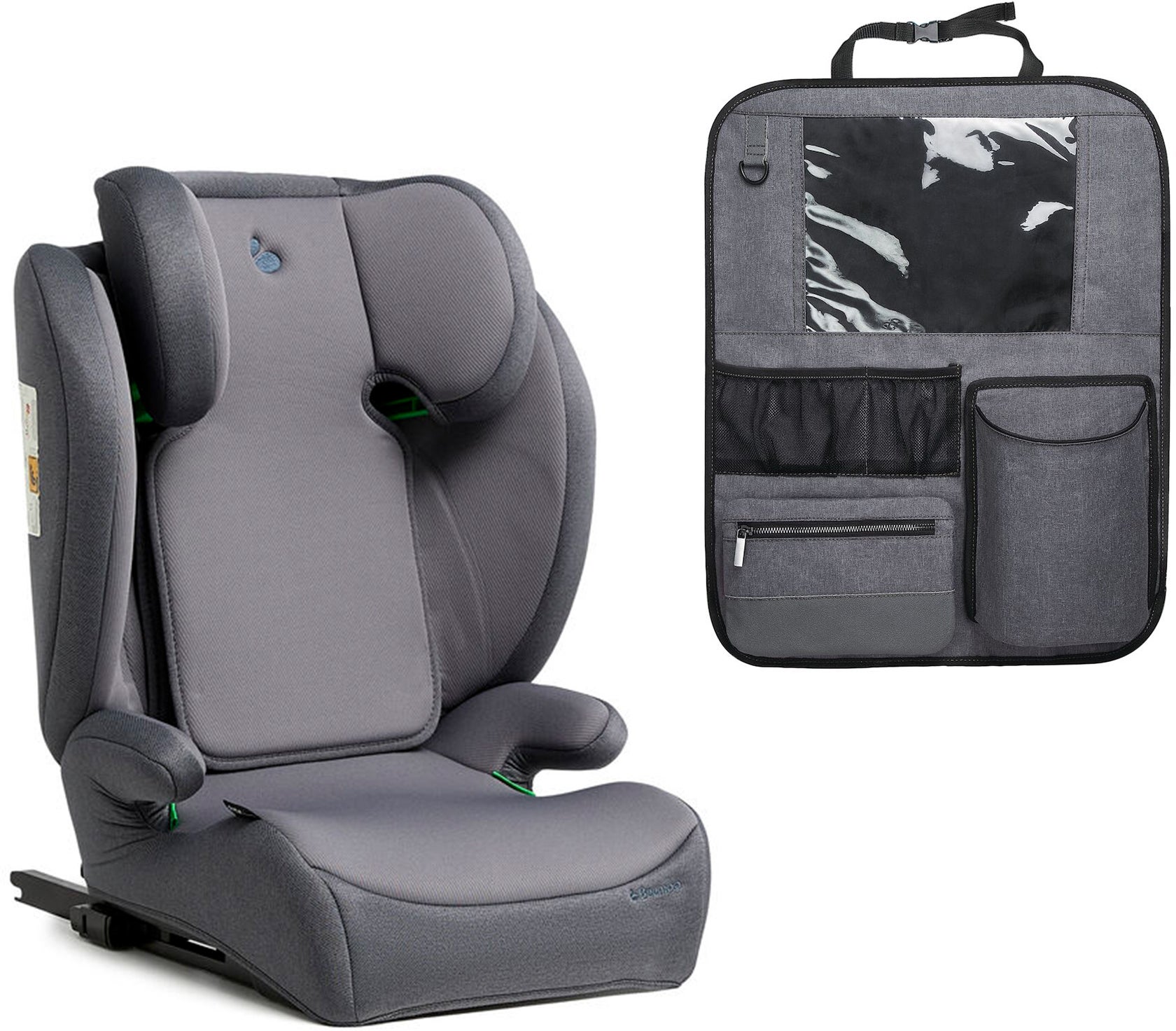 Beemoo Ride i-Size Kindersitz ISOFIX inkl. Beemoo Deluxe Trittschutz, Mineral Grey von Beemoo